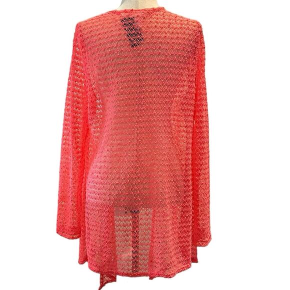 Angele & Ricky size 1x peachy orange crochet lacy draping cover up - Picture 2 of 9